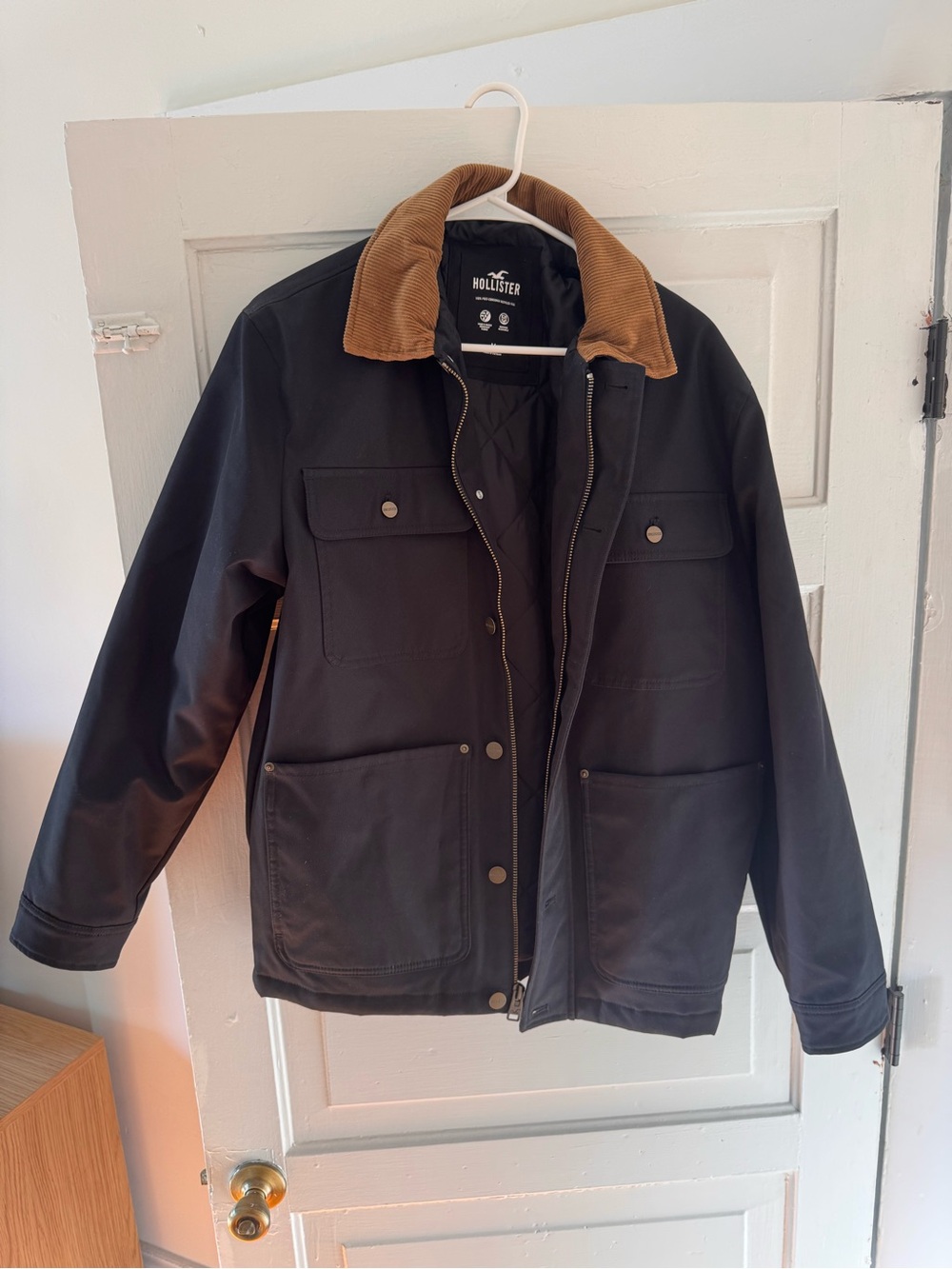 Hollister Men’s Black Utility Jacket Corduroy Collar – Size M